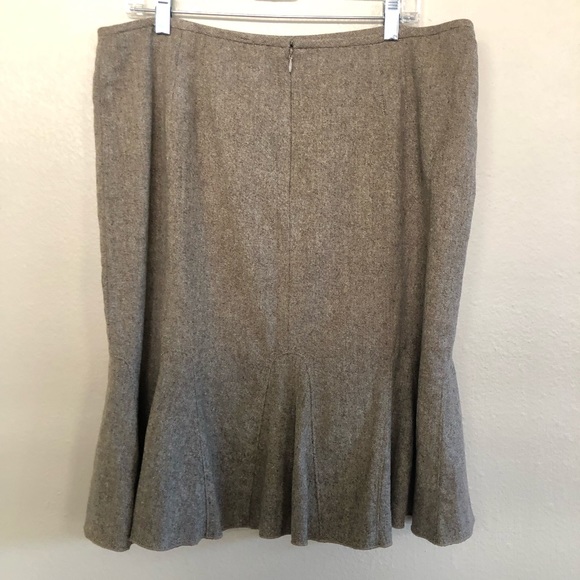 Ann Taylor Virgin Wool Blend Brown Tweed A-Line Flounce Hem Size 16 - Picture 2 of 14